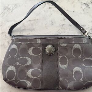 Coach Gray Patterned Clutch with Wristlet Strap